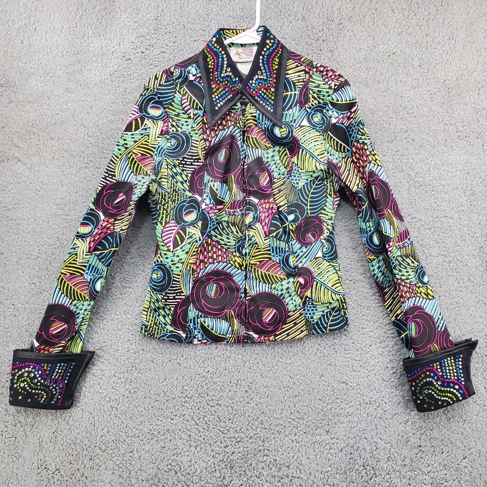 Western Collection Multi Color Show Shirt Medium Pleasure Rail Equestrian